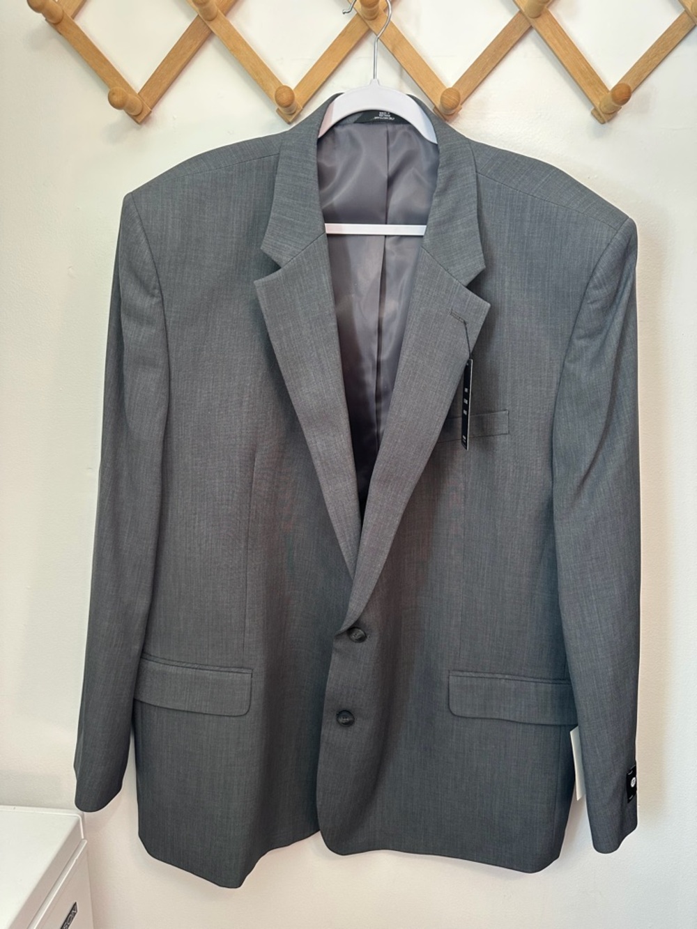 Haggar Mens Travel Performance Suit Coat 56L Gray Tailored Fit With Stretch NWT